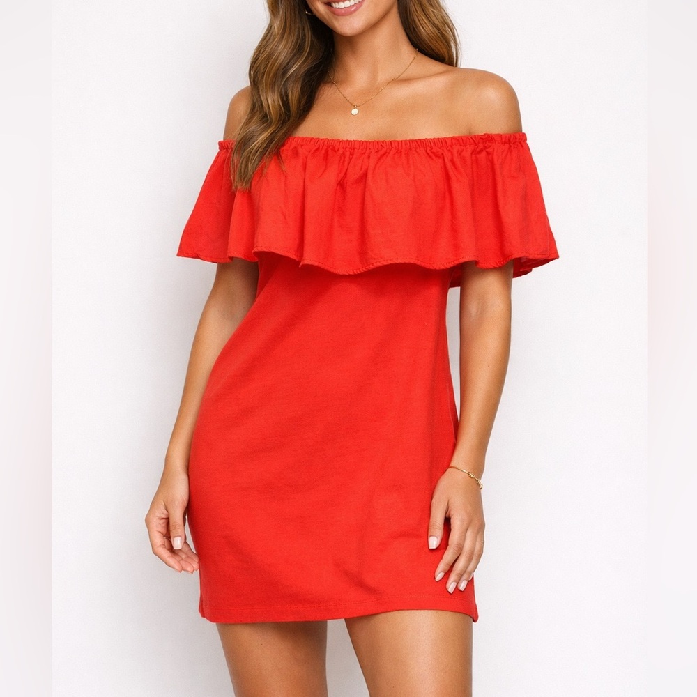 A New Day One Shoulder Ruffle Sleeve Coral Sundress Womens Small